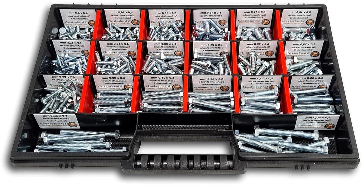 Schroeven Assortiment - Schroefdoos Set - Klusjes Thuis - 13 Maten Inclusief - 350 Stuks - Zwart