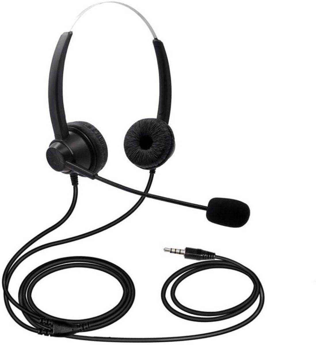 Computer Headset - PC Telefoon - Heldere Gesprekken - Verstelbare Microfoon - 3.5mm Jack - Zwart