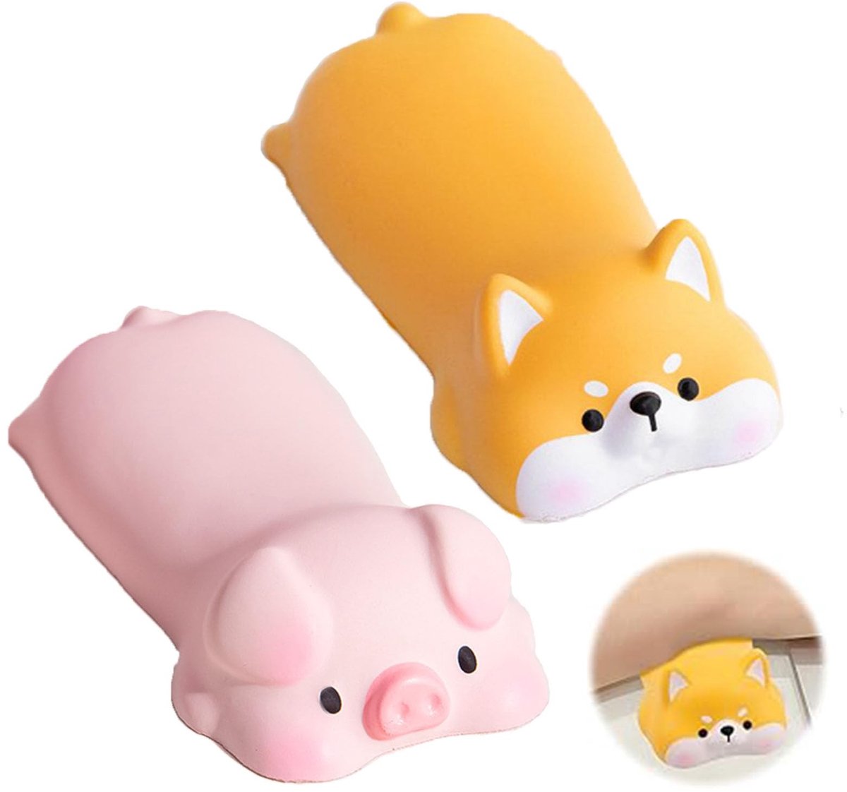 aladdien - Ergonomische Polssteunen - Schattige Muismat - 2 Stuks - Shiba Inu en Varkentje Stijl - Voor Thuis en Kantoor - Comfortabel en Stijlvol -...