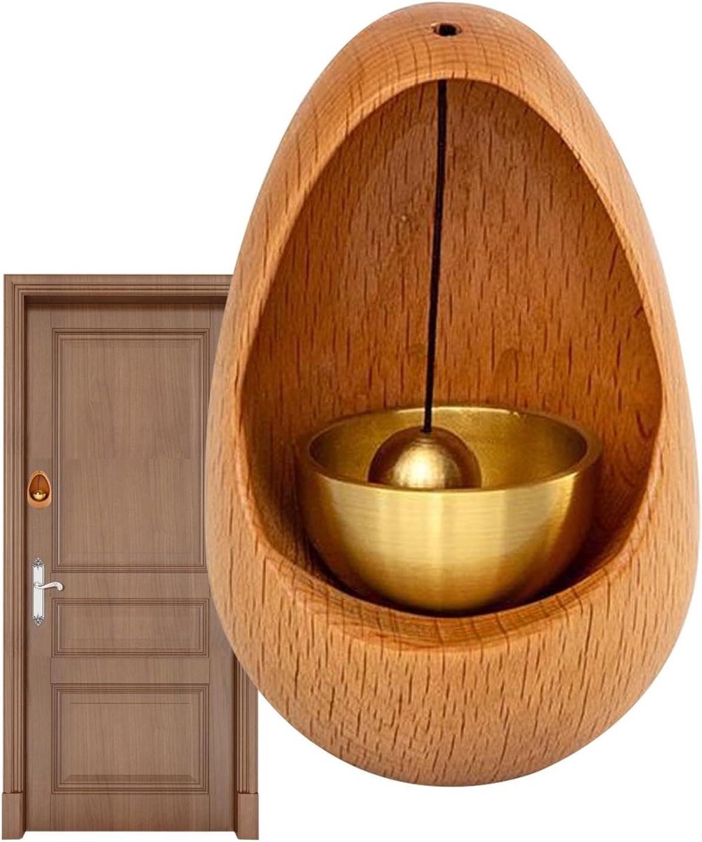 Houten Deurbel - Magnetische Bel - Welkom Aankondiging - Magnetische Bevestiging - 13 x 13 x 55 cm - Beuken