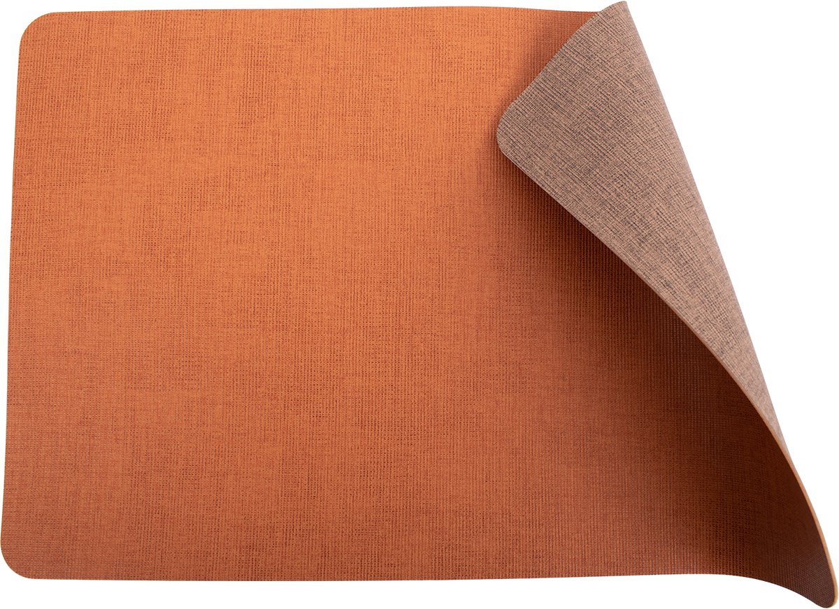 Luxe placemats lederlook - 6 stuks - dubbelzijdig zwart/bruin - rechthoekig - 45 x 30 cm - leer - leatherlook placemat