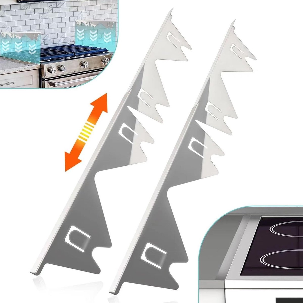 Stainless Steel Stove Opening Covers - 2 Pack, Verstelbare Ovenvuller - 0.79 Inch Breed