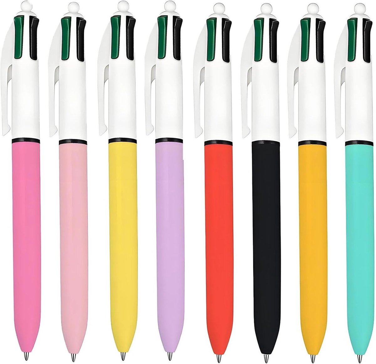 Set van 10 Multicolore 4-in-1 Balpennen met 1mm Punt - Ideaal voor Kantoor, School en Cadeaus voor Kinderen en Studenten