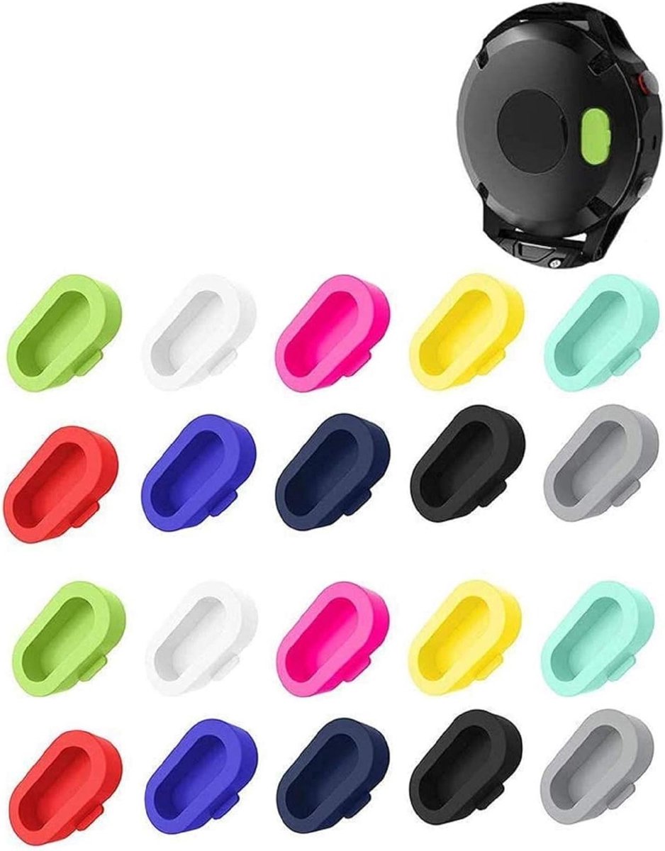 20 Stuks Kleurige Oplaadpoort Beschermers voor Garmin Horloges - Antivuil Pluggen voor Fenix 7, Vivoactive 4 en Forerunner 935