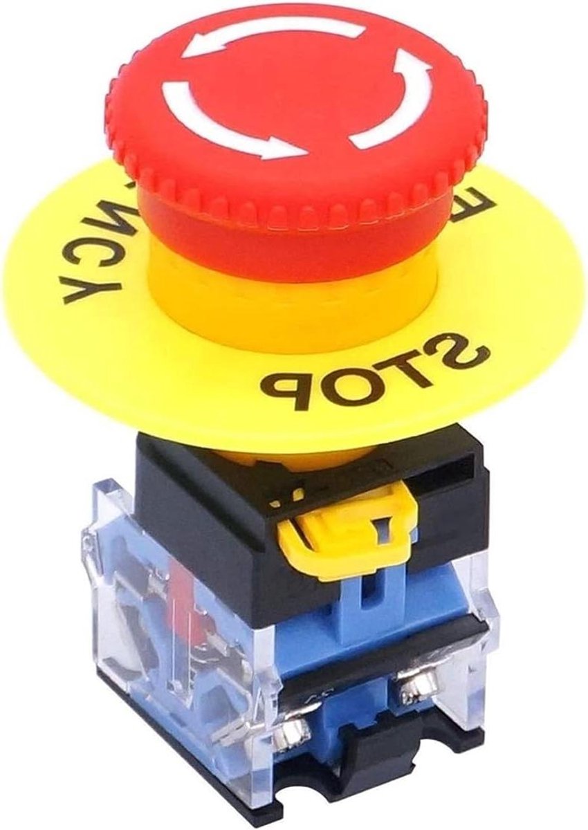 Noodstop Drukknop - Veiligheidsschakelaar - Machine Beveiliging - Rode Drukknop - 22mm Montagegat - Rood