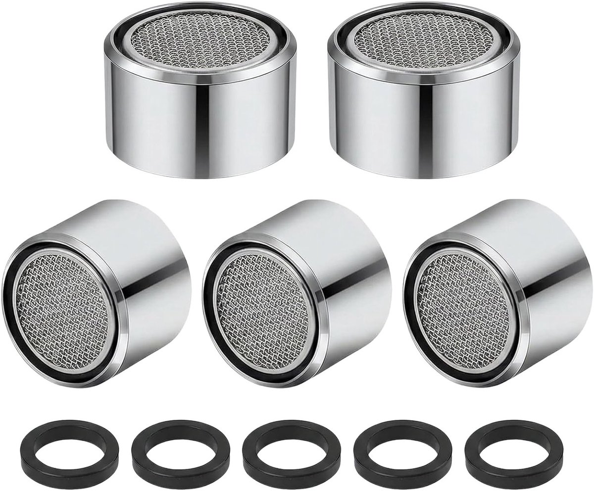 5-delige set M22 vrouwelijke draad voor kranen, waterbesparende straalregulator en filter voor spetterbescherming, gelijkmatige waterstraal in keuken en badkamer, hoogwaardige waterkraanfilter en strainer