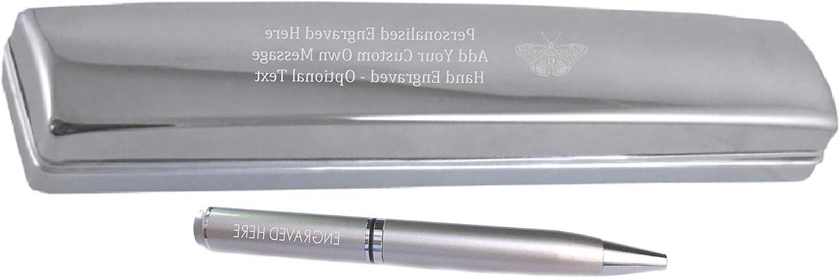 Gepersonaliseerde pen - Chroom satijn - Cadeau geven - Handgegraveerd ontwerp - 137mm - Zilver