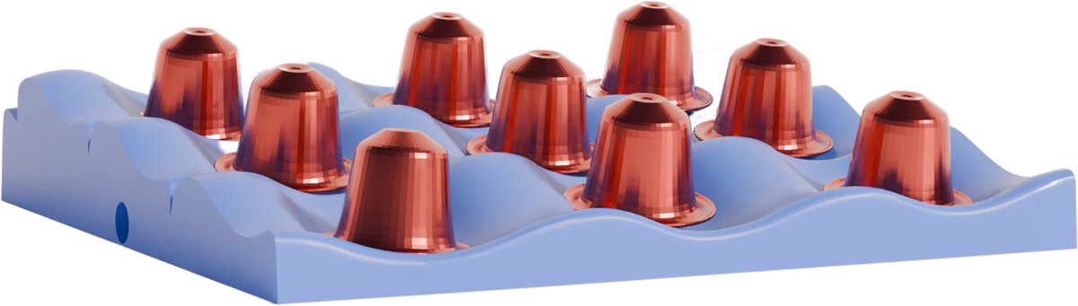 Fiastra Wavy capsulehouder geschikt voor Nespresso capsules - capsule dispenser - koffiecup houder - blauw - 24 x 18 x 3 cm