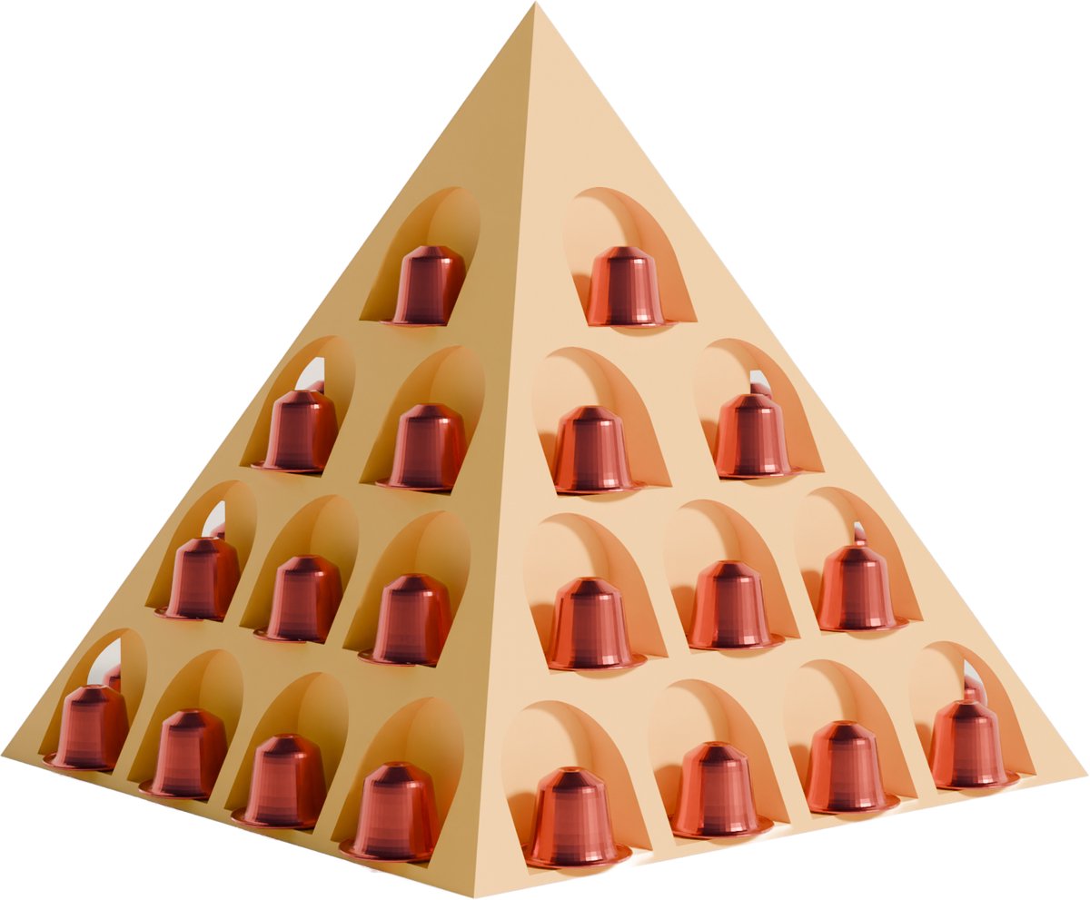 Fiastra Pyramid capsulehouder geschikt voor Nespresso capsules - capsule dispenser - koffiecup houder - geel - 24 x 24 x 24 cm