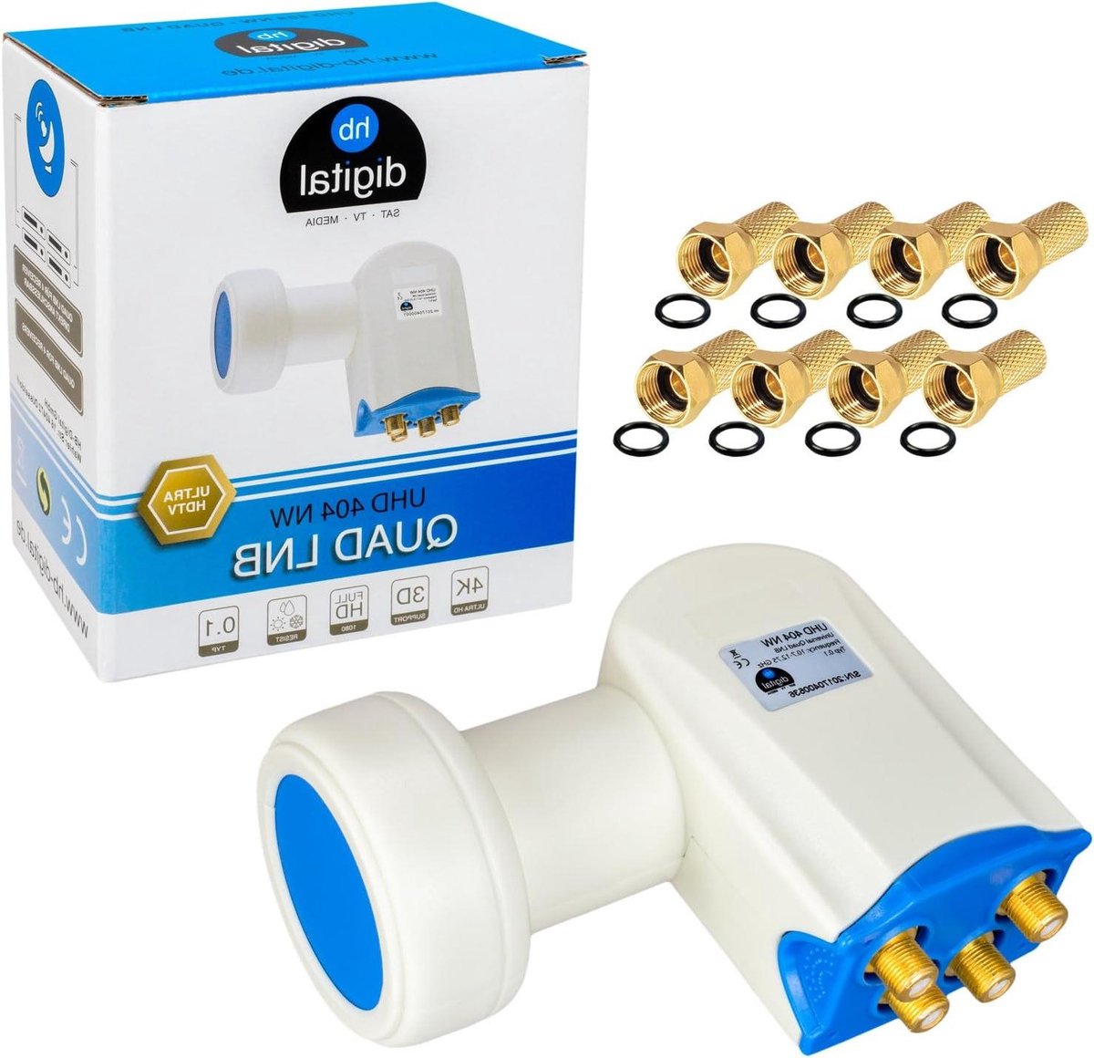 Quad LNB - Satelliet LNB - 4 Ontvangers - 4K Ultra HD - Wit