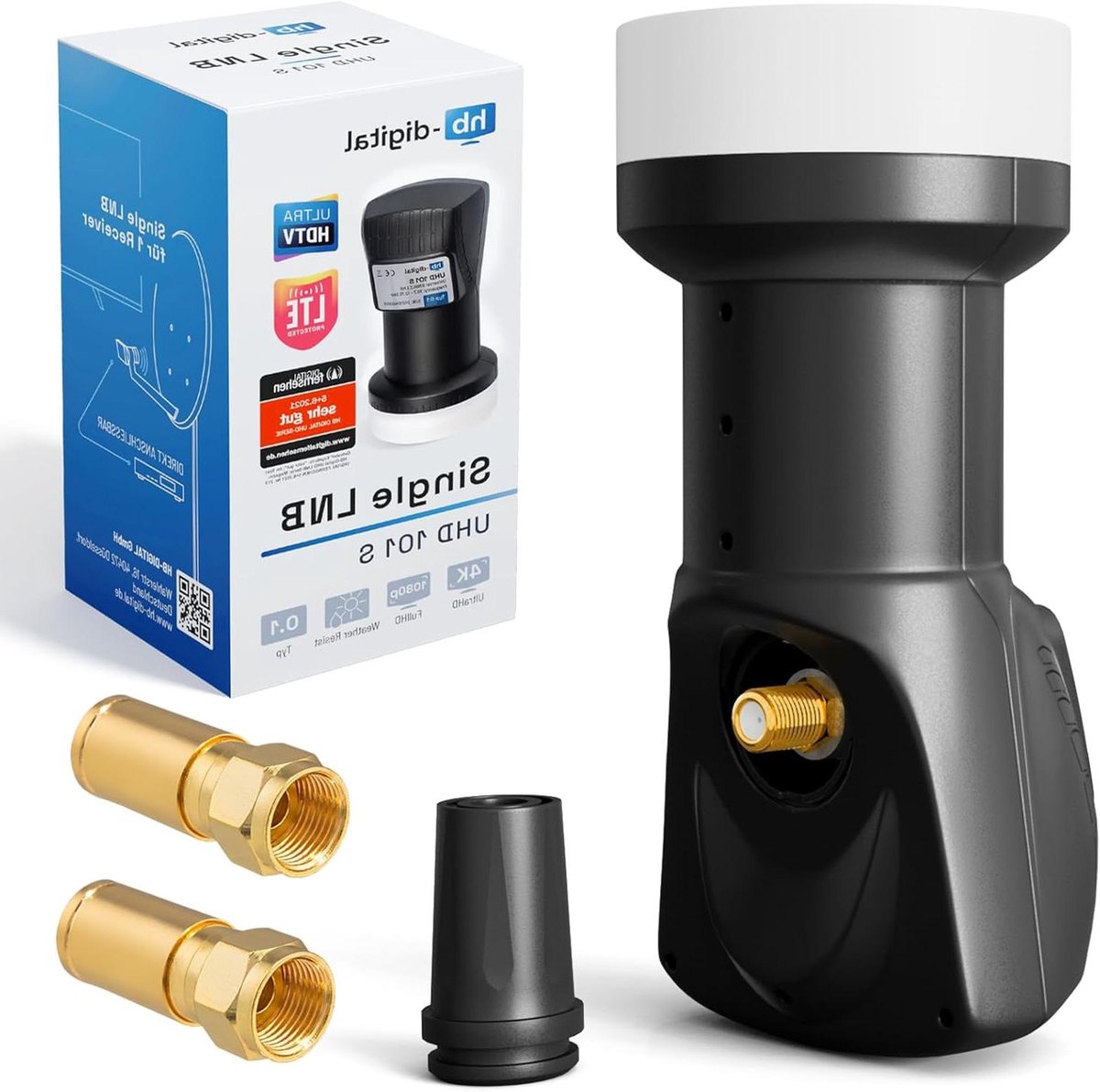 Single LNB - Satelliet Ontvanger - TV Signaal Ontvangen - LTE Beschermd - Compact Formaat - Zwart