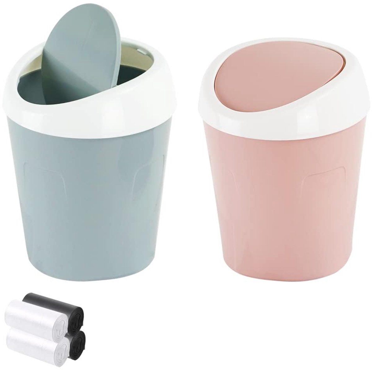 Mini Prullenbak Set - Bureau Vuilnisbak - Afval Beheer - Inclusief 120 Zakken - 12 x 10 x 17cm