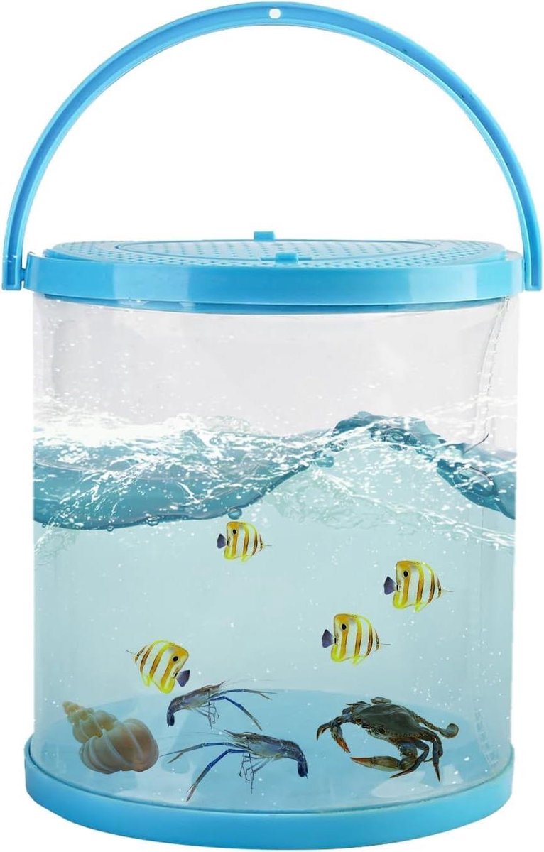 Opvouwbaar Aquarium - Viskom Transportbak - Vissen Vangen - Lichtgewicht Draagbaar - 25cm - Blauw