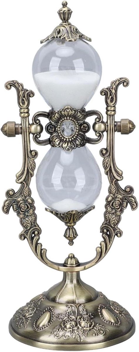 Zandloper met standaard - Zandloper timer - Keuken kantoor decoratie - 15 minuten timer - 22 cm hoogte - Bronskleur