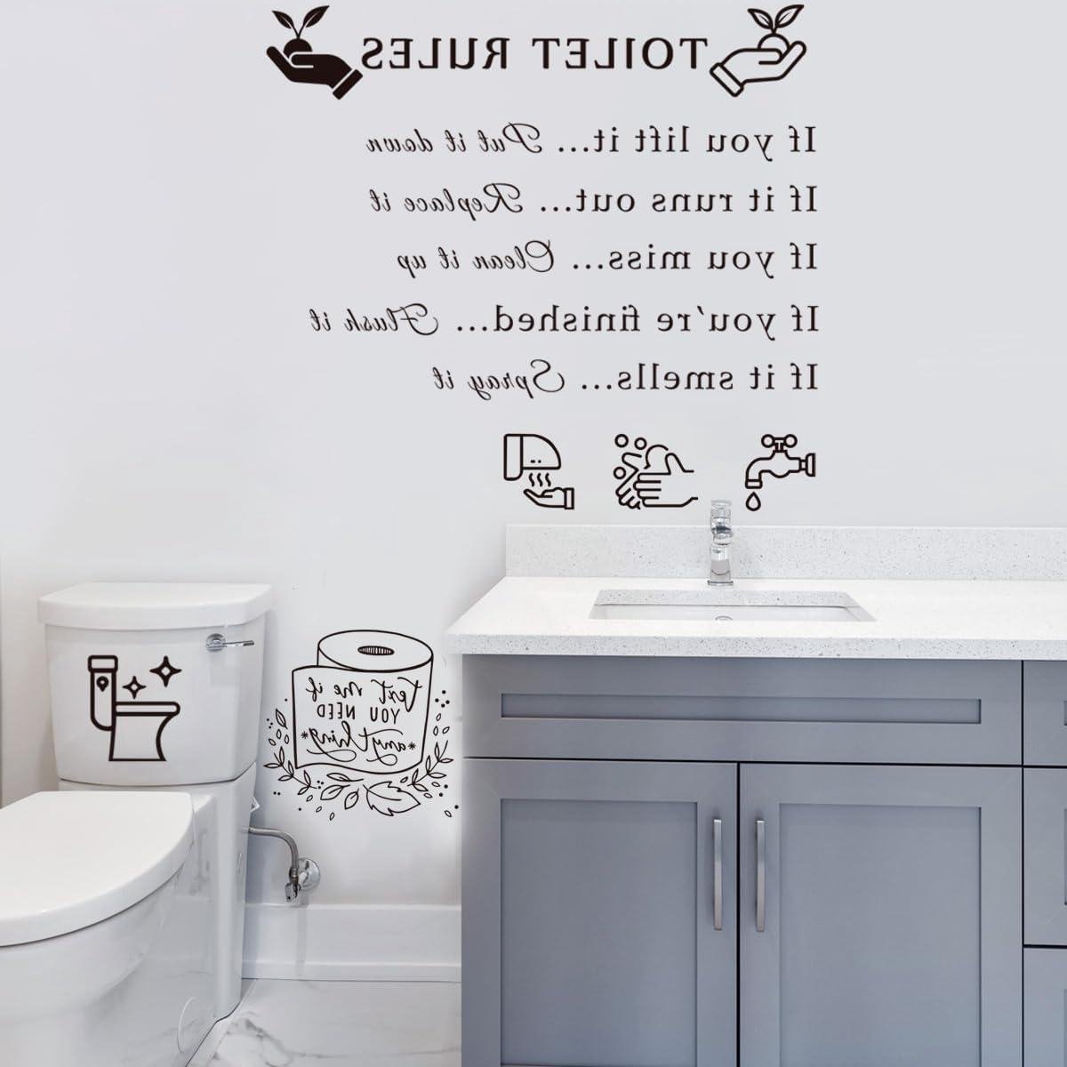 Toilet regels muursticker - Badkamer decoratie - DIY muurkunst - Waterdicht vinyl - 30x45