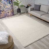 Loca Shaggy Vloerkleed – Modern Uni Effen – Creme Hoogpolig & Zacht- 160x230 CM