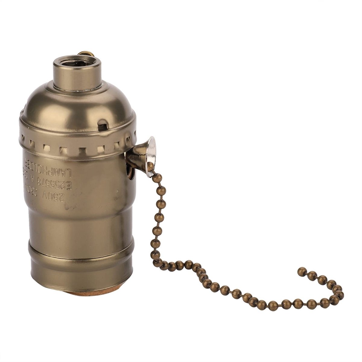 Vintage E27 Lampenhouder met Trekketting - Aluminium Tafellamp in Brons