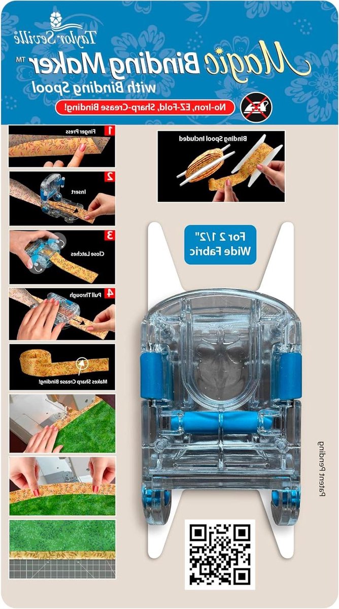 Bias Tape Maker - Stofstrook Maker - Naden Afwerken - Duurzaam Materiaal - 6.4 cm - Blauw