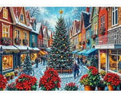 Bluebird Puzzle kerst puzzel Christmas Town Square Shopping 1000 stukjes.