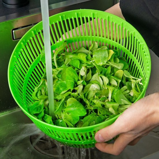 Slacentrifuge Groen - Groente Droger - Snel Salade Wassen - Handige Draaihendel - 24.5 x 24 cm - Groen — afbeelding 3