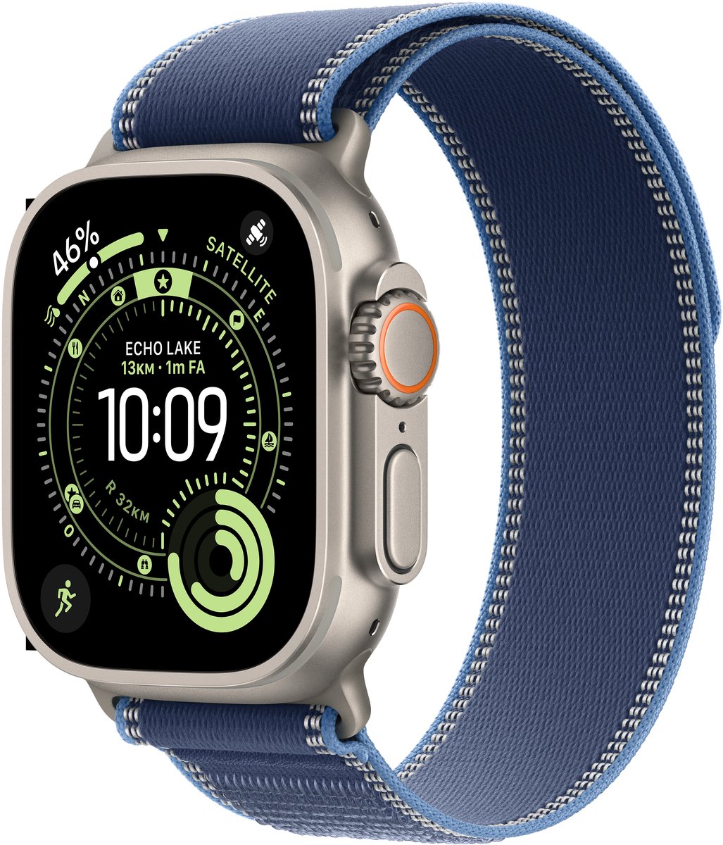Apple Watch Ultra 3 - Natural Titanium Case with Blue/Bright Blue...