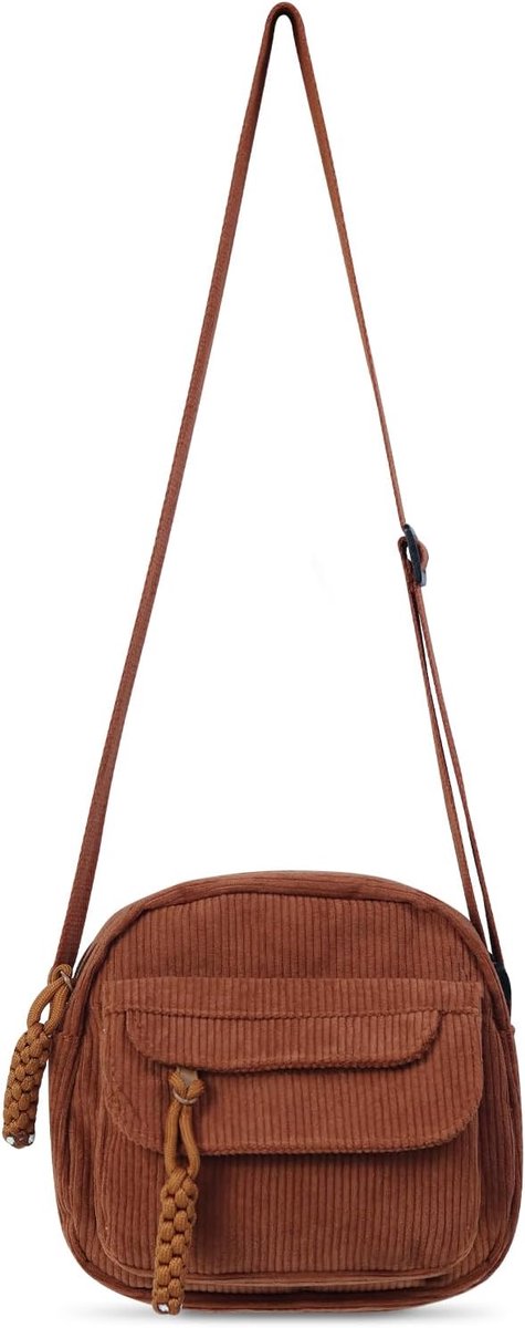 Kleine Corduroy Schoudertas Dames - Verstelbare Crossbody Tas voor Dagelijks Gebruik