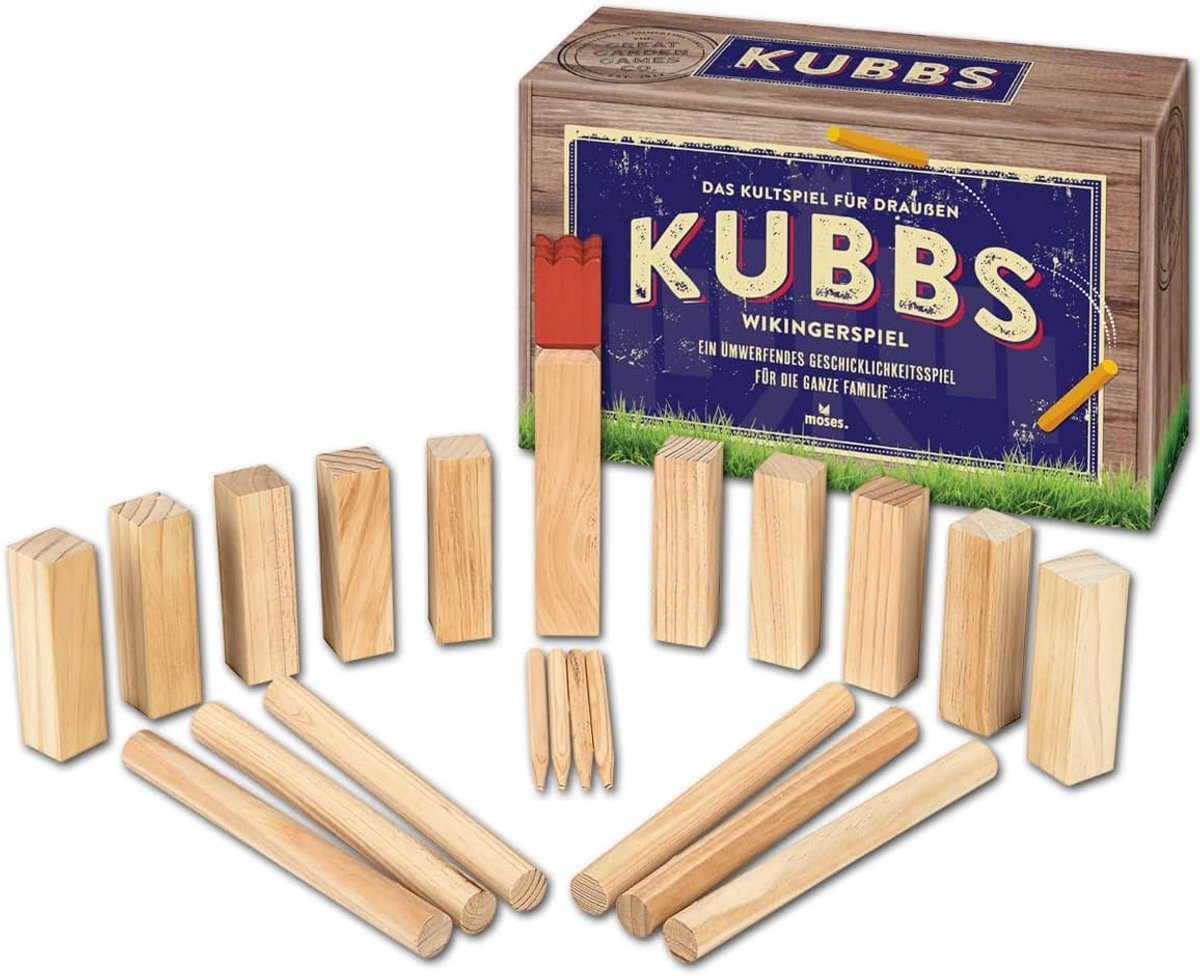 21-delig Kubb Spel van Hout - Vikingspel voor Buiten en Gezinsplezier