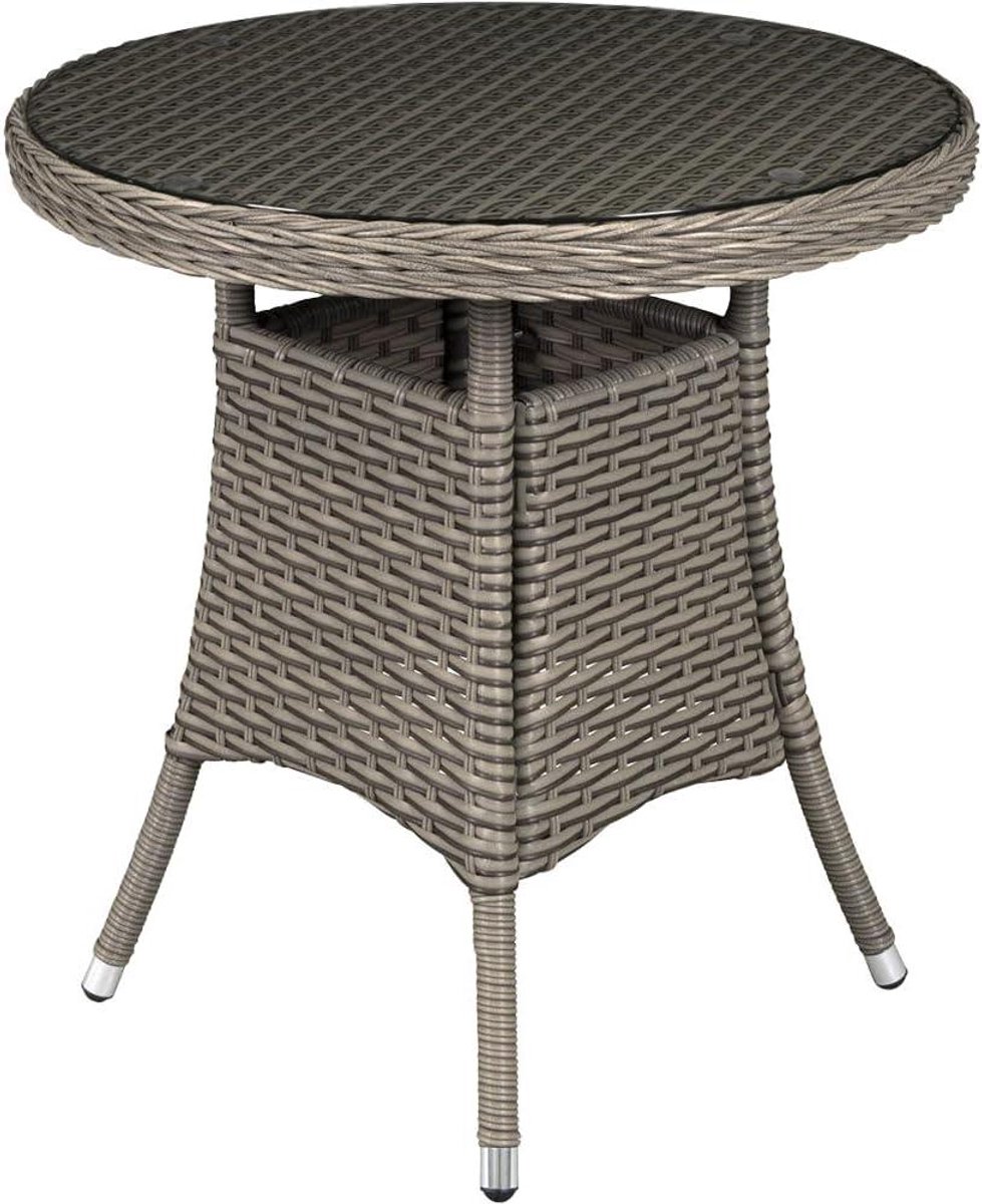 Tuin Bistro Tafel - Ronde Tafel - Buiten Zitten - Weerbestendig Materiaal - 70cm Diameter - Bruin