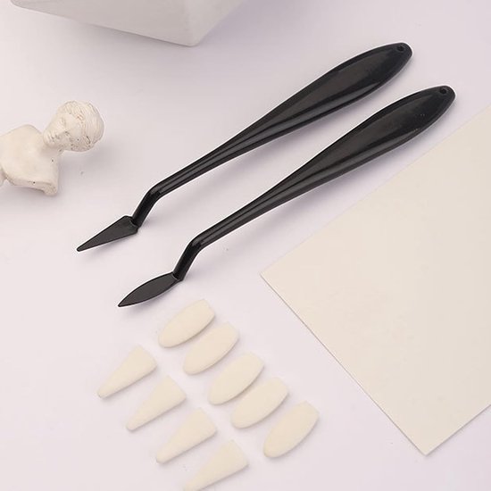 Papierkunst blenders - Veegschrapers mengstronken - Kunstenaar schaduwtechniek - Ergonomisch ontwerp - 20 vervangende koppen - Zwart — afbeelding 3