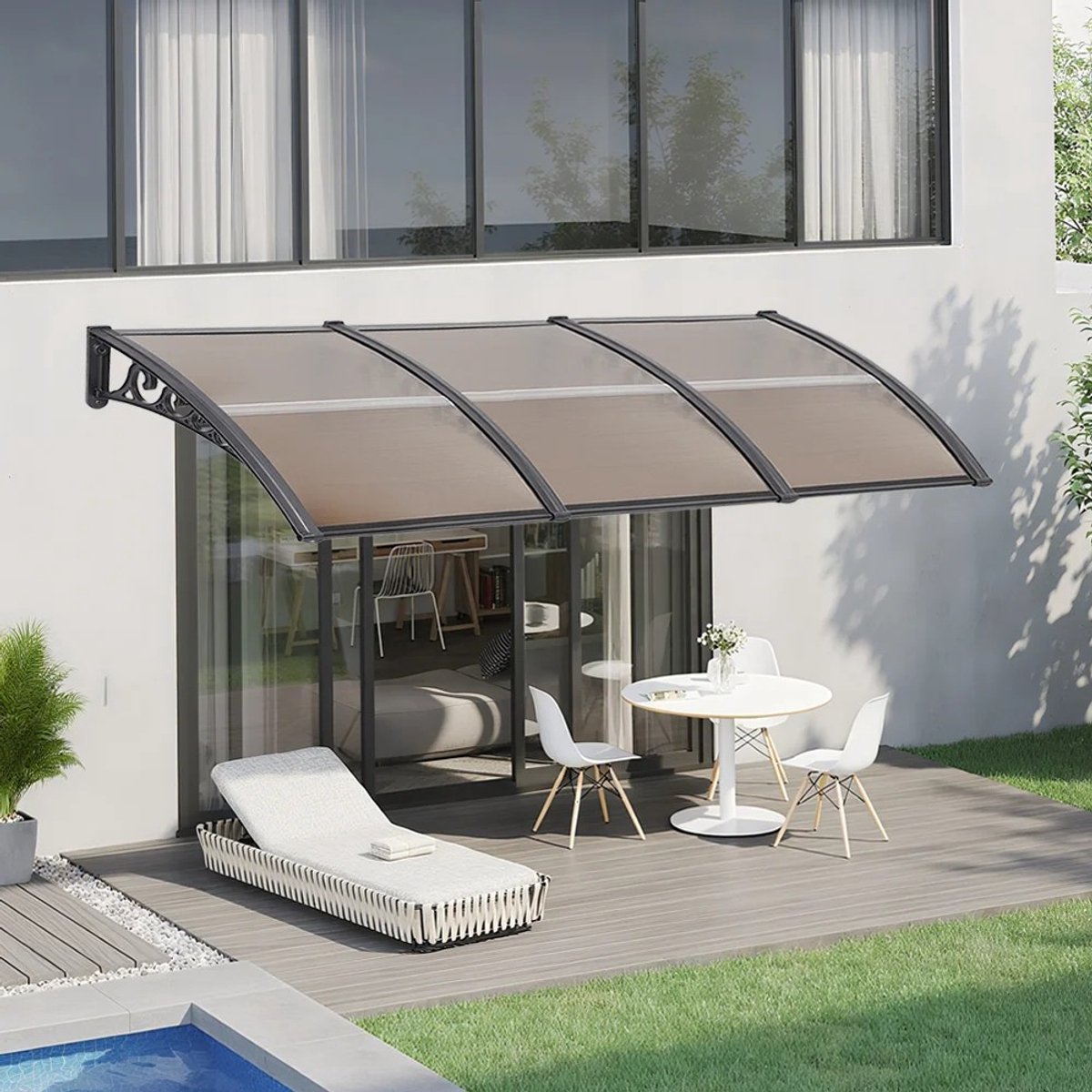 Dailygoods Overkapping voor entree - 6 maten - Polycarbonaat materiaal - Duurzame overkapping - Regen- en UV-bestendig