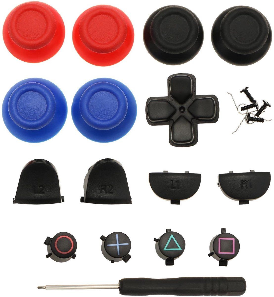 NTH products- Reparatieset Controllers - 3 Paar Duimstickdoppen - Vervangende Onderdelen - Compatibel met PS4 - Antislip Ontwerp - Duurzaam Kunststof - Controller Onderdelen