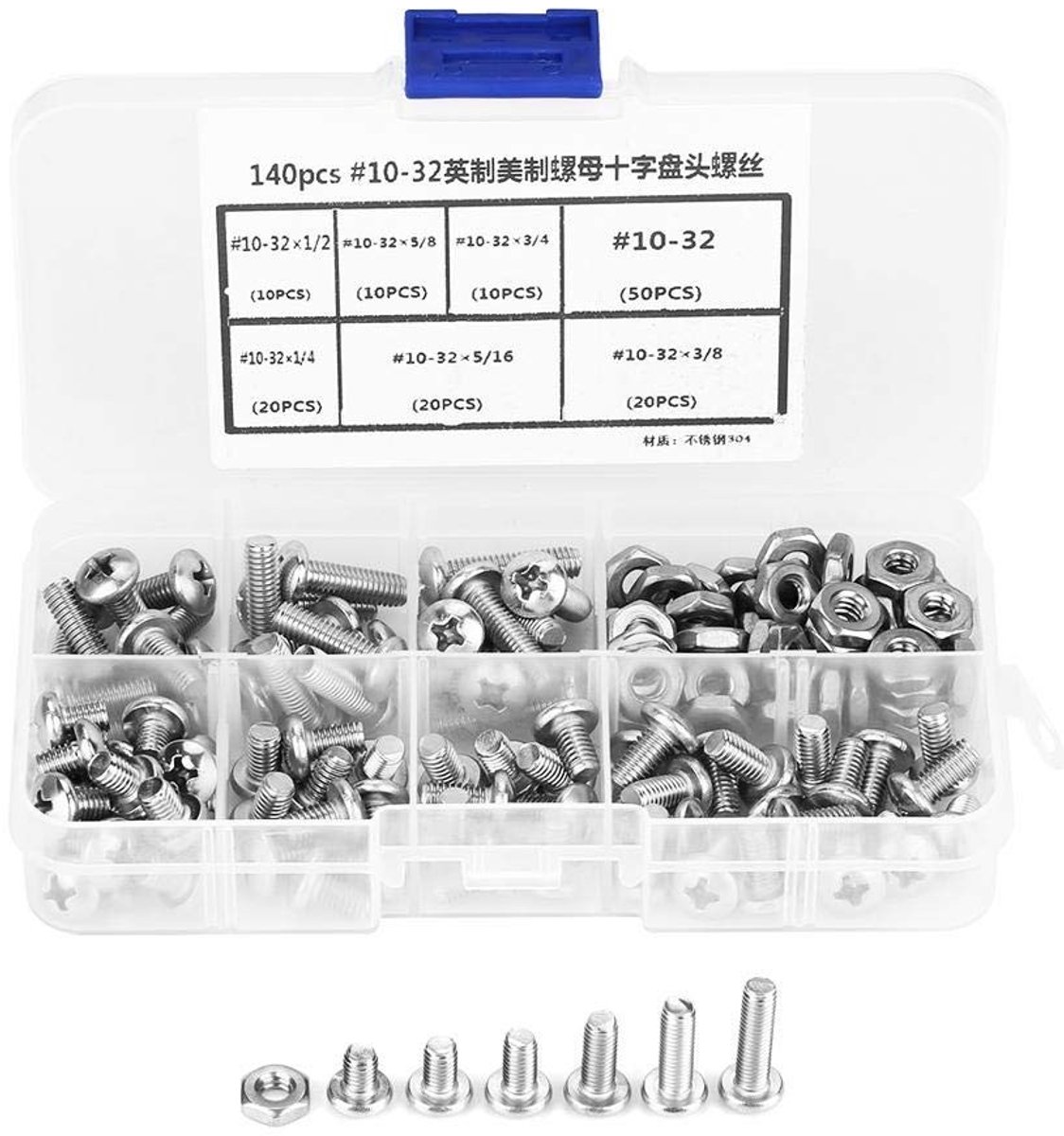 MTTproducts - Cilinderkopschroeven - Roestvrij staal 304 - Set van 140 stuks - Hoogwaardige kwaliteit - Perfect voor dagelijks gebruik - Geschikt voor...