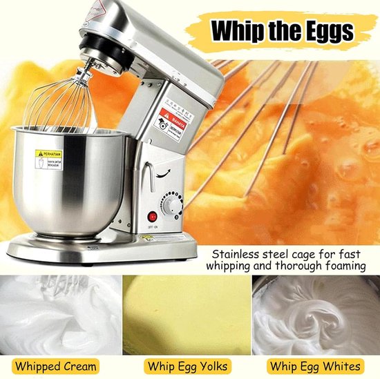 Keukenrobot - Keukenmixer - Bakken en Koken - 3-in-1 Multifunctioneel - 7 Liter Kom - Wit — afbeelding 4