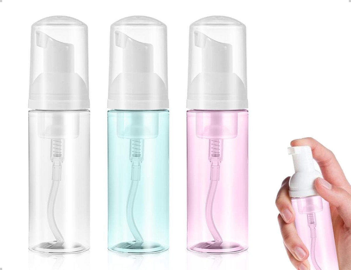 Cosensi- Pompfles Set van 3 - Transparante Kunststof - Schuimpompflessen - Handzeep/Shampoo - Gezichtsreiniger/Wimperreiniger - Eenvoudig en Praktisch Design - Dispenser