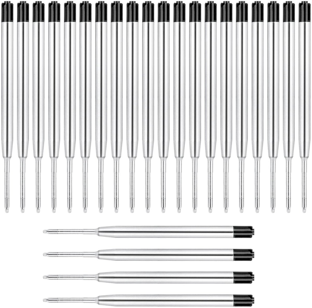 Cosensi- Balpenvullingen grote vulling - 24 x Reservevullingen - G2-formaat - Metalen vullingen - 1,0 mm lijndikte - Schrijfkleur zwart - Navullingen