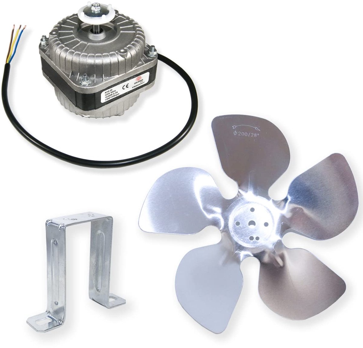 Ventilator Set 10W voor Wijnkoelkast of Koelunit Inclusief Montagebeugel en 200mm Vleugels
