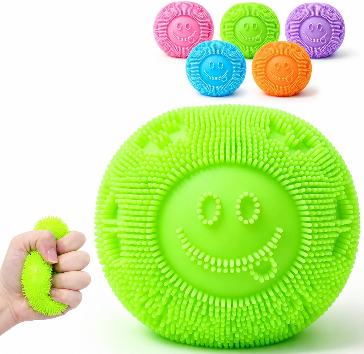 Oneay Fuzz Ball Squishy Stressbal – Sensorisch Friemelspeelgoed, Zachte Knijpspeelgoed tegen Stress en Angst, Anti Stress Speelgoed voor Kinderen en Volwassenen,Green