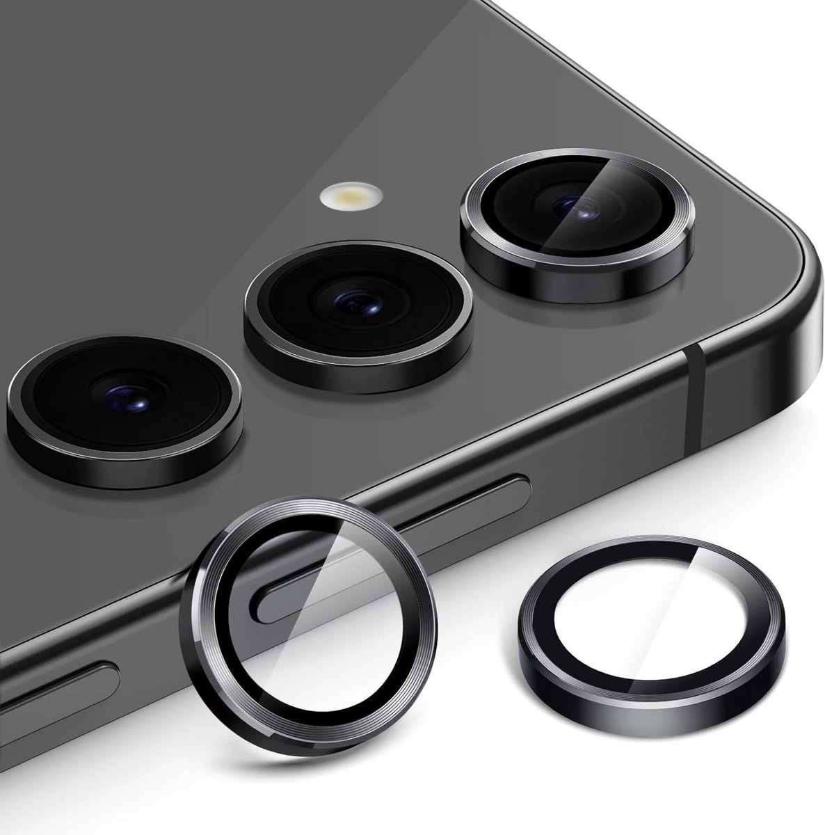 Camera Lens Protector voor Samsung Galaxy S24 FE, 9H Gehard Glas, Metalen Ring, HD Helder, 1 Set voor Optimale Bescherming en Duurzaamheid
