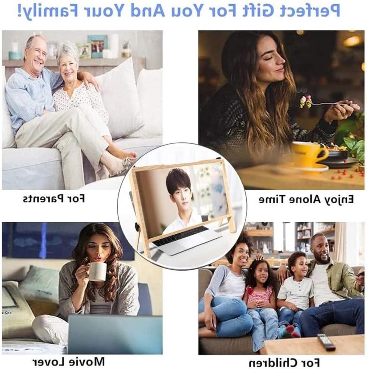 Schermvergroter Laptop Telefoon - Vergrootglas Beeldscherm - Films Kijken - HD Optische Lens - 22 inch - Houtkleur