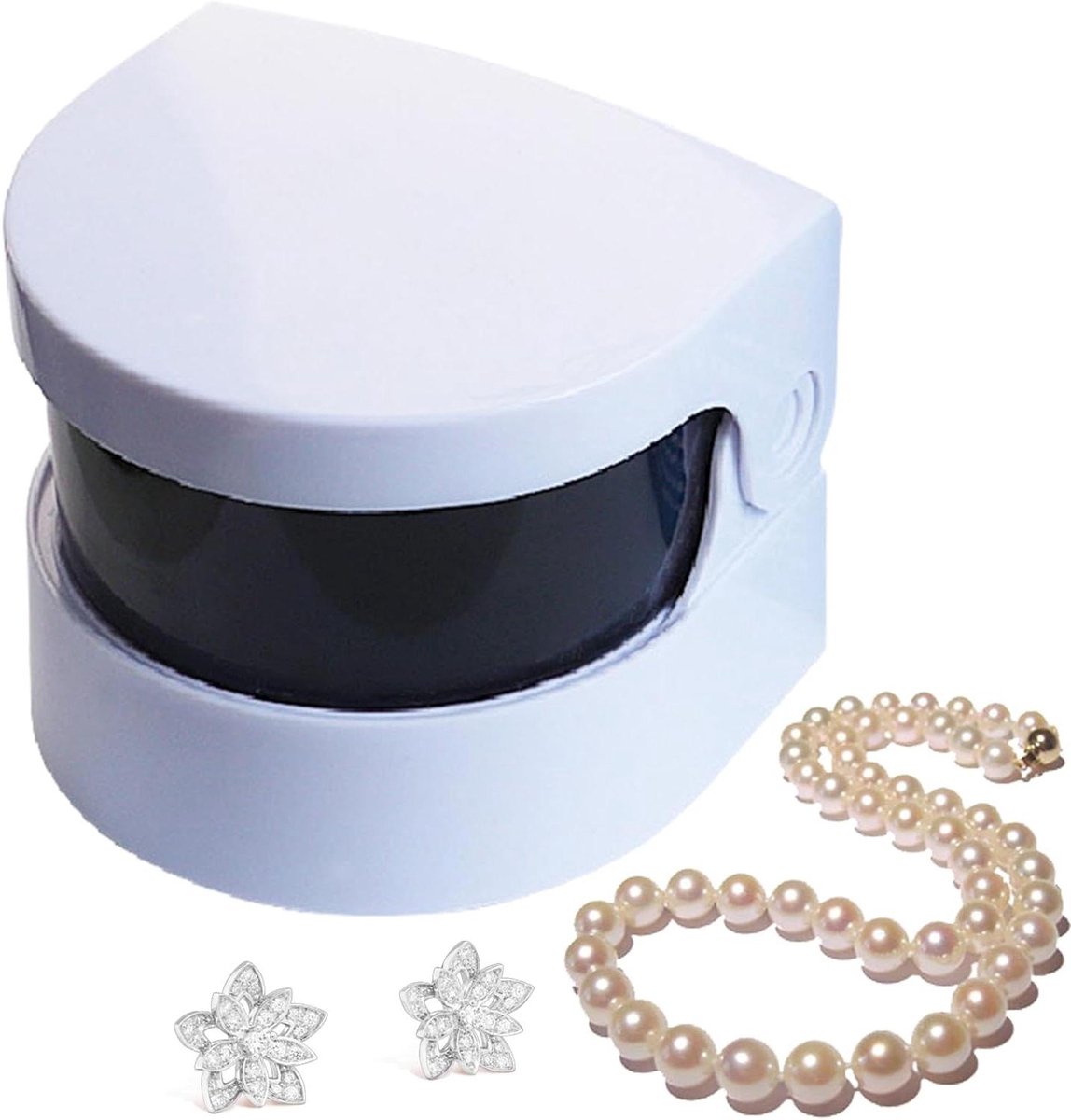 Ultrasone Reiniger - Apparaat Sieraden - Diepe Reiniging - Waterdichte ABS Behuizing - 45 kHz - Wit