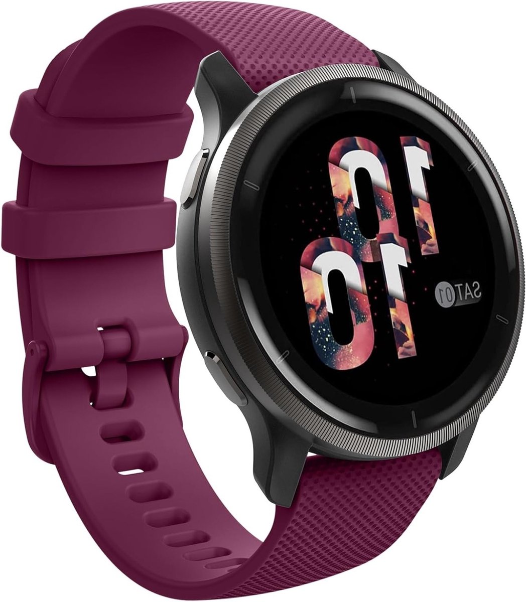 Zachte Silicium Vervangband voor Garmin Vivoactive 4S, Forerunner 255S, Venu 3S en Vivomove - Sportieve Horlogeband in Wijnrood, 18mm Geschikt voor Actieve Levensstijl