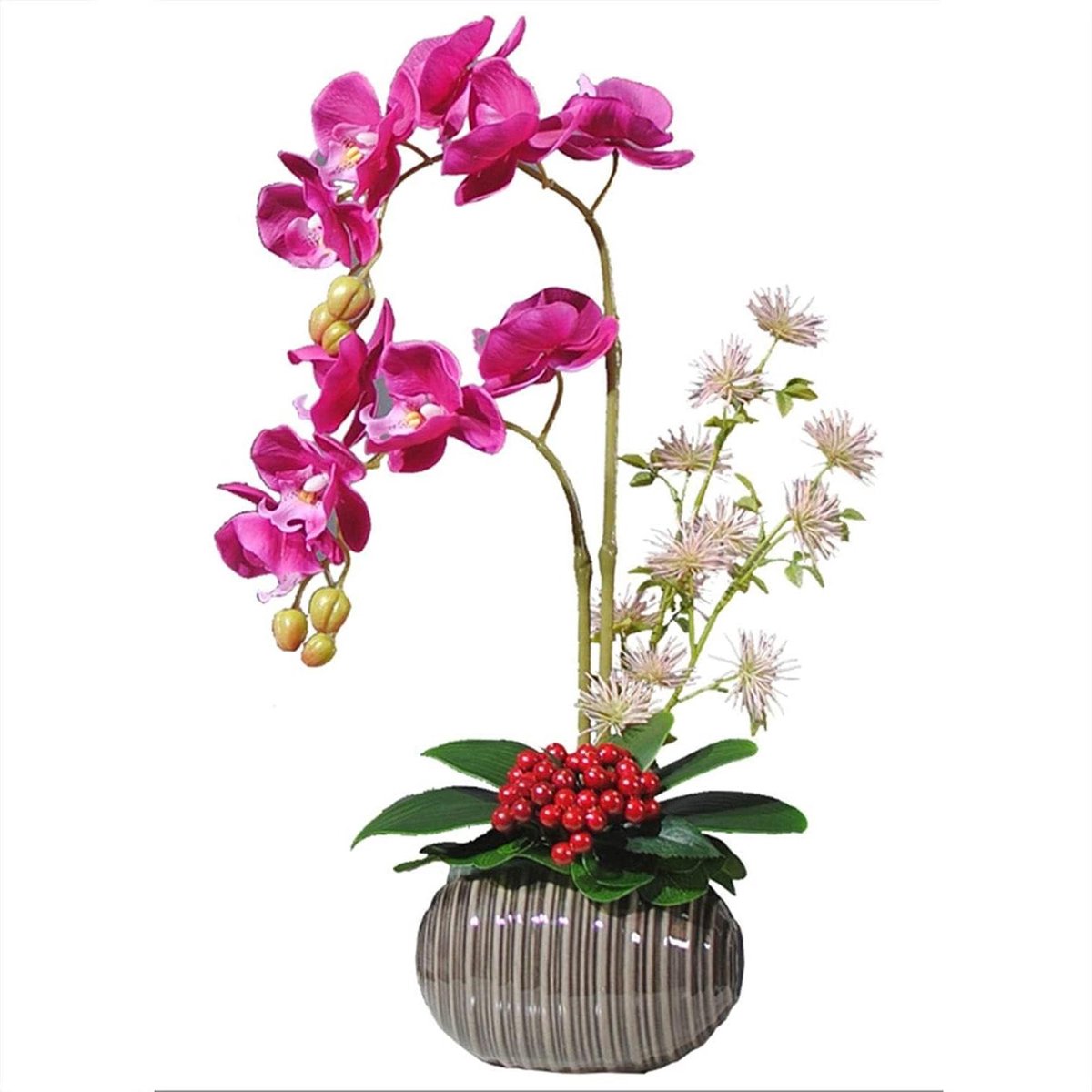 Kunst Orchidee - Nepbloemen Arrangement - Huis Decoratie - Levensecht Uiterlijk - 53cm Hoog - Multi