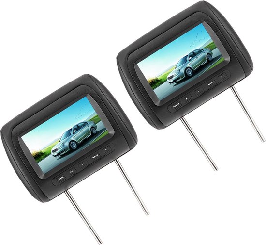 Autospeler Hoofdsteun Video - Auto Scherm MP5 - Reis Vermaak - Dubbele Infrarood Zender - 2x 7 Inch - Zwart — afbeelding 4