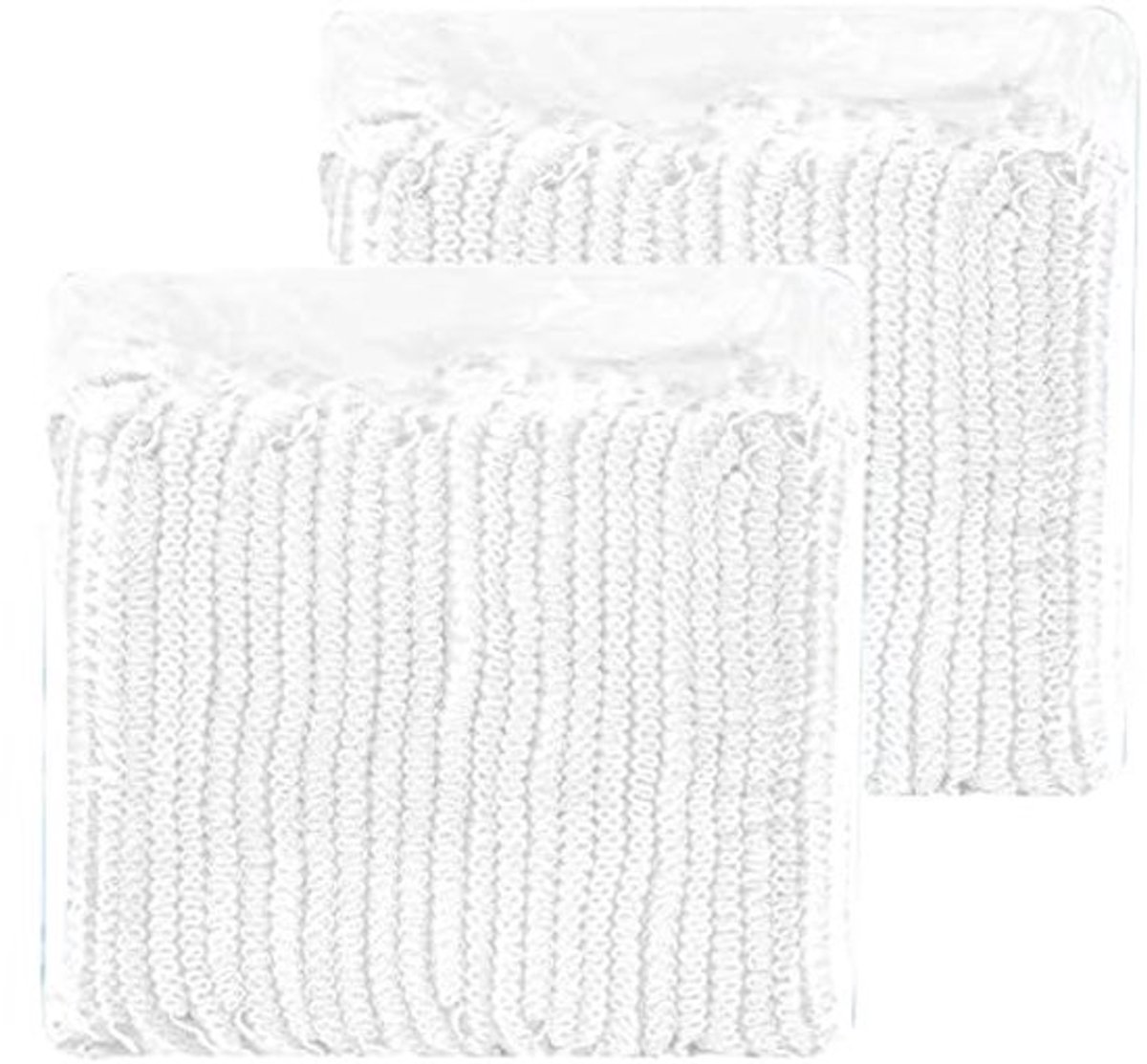 100 wegwerp haarnetjes van non-woven stof met dubbele elastische band, wit, 100 stuks voor salon, fabriek en stofvrije werkomgeving met ruime pasvorm