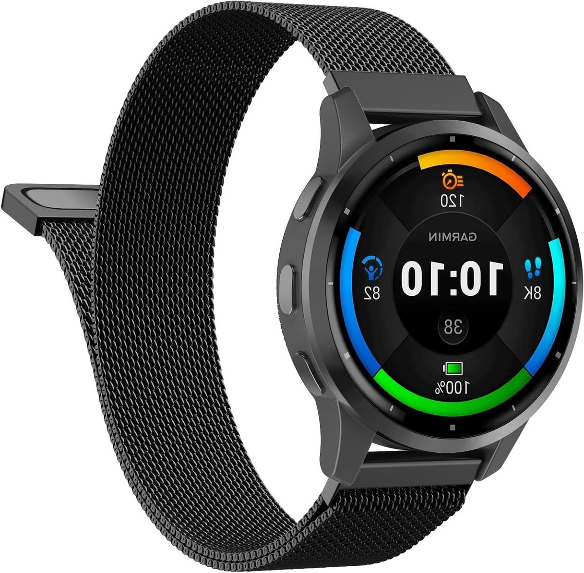 Duurzame 22mm RVS Horlogeband voor Garmin Vivoactive 4, Venu 4 en Forerunner 970 - Mesh Metalen Vervangband met Magnetische Sluiting, Zwart, Geschikt voor Sport en Dagelijks Gebruik