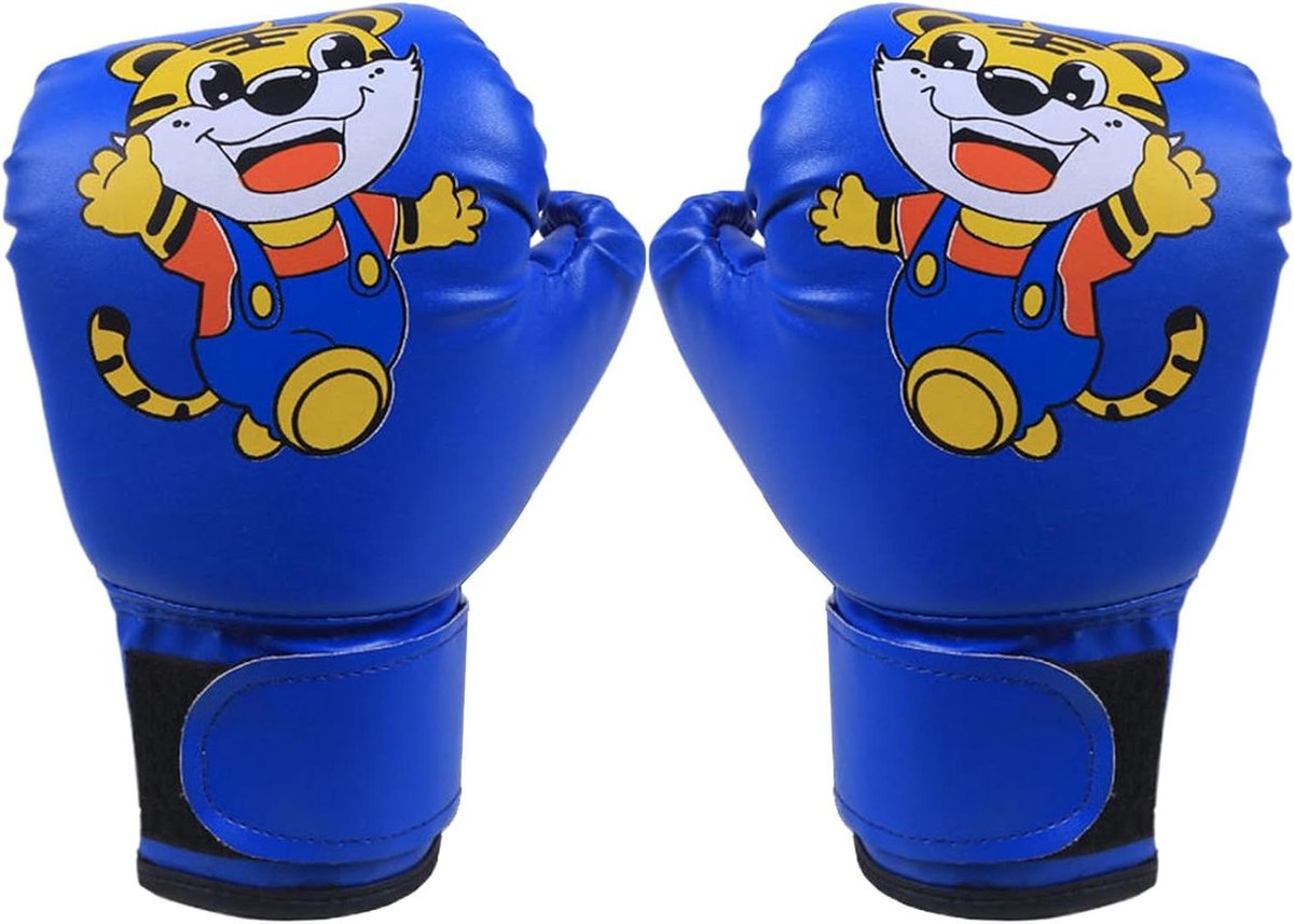 Kinder Bokshandschoenen - Jeugd Sparringhandschoenen - Sport Training - Ademend PU Leer - 3-12 Jaar - Blauw