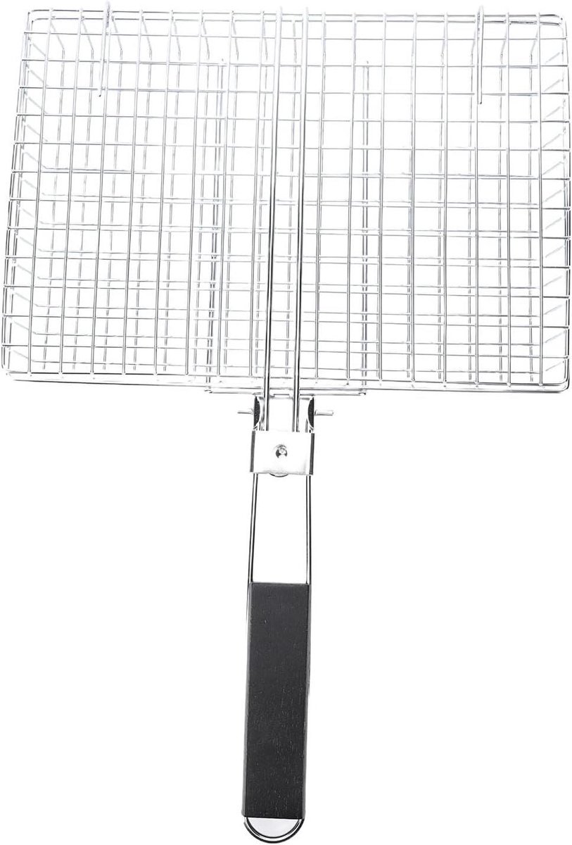 Grillmand Opvouwbaar - BBQ Rek - Buiten Koken - Hittebestendig Handvat - 32 x 22.5 cm - Zilver
