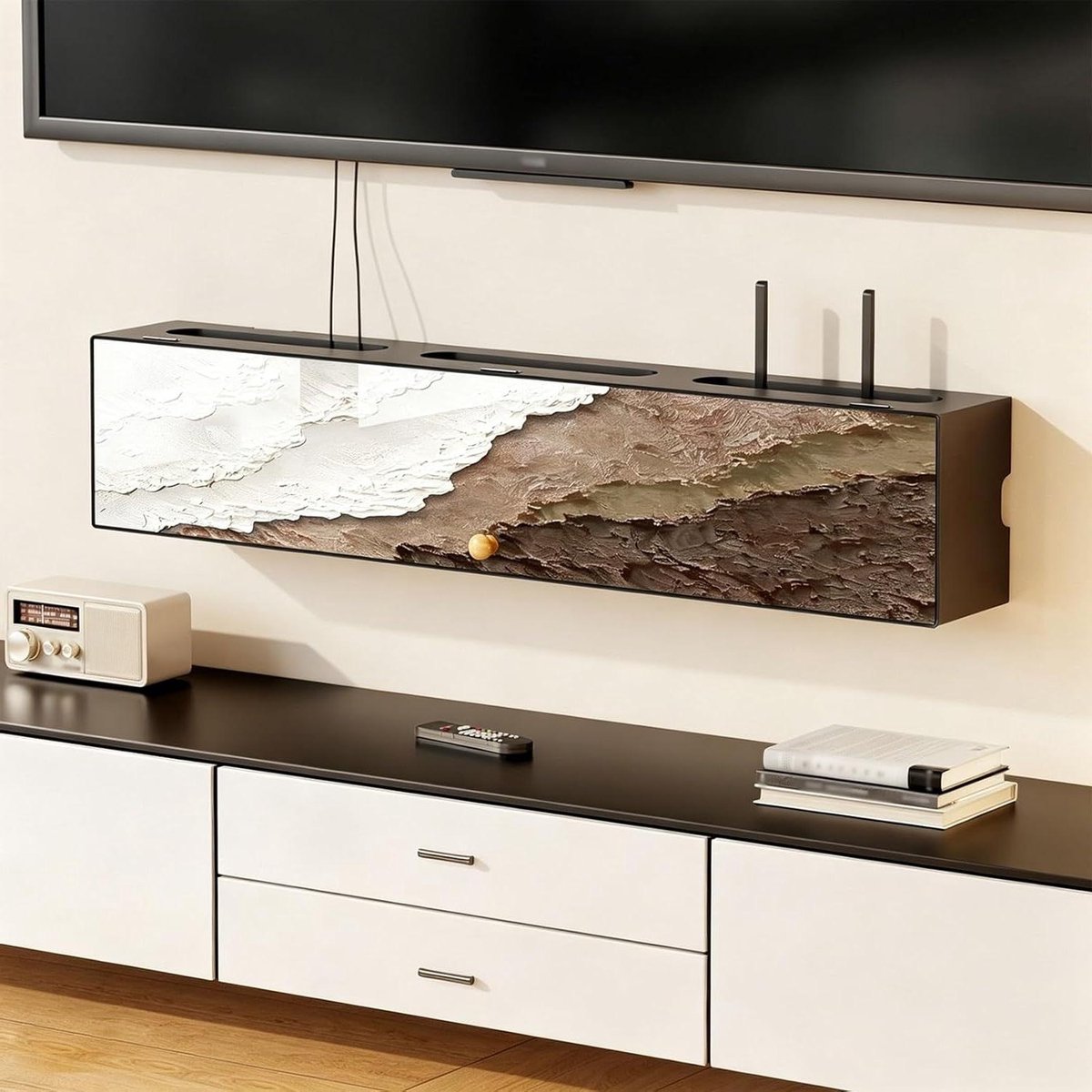 Router Kast - Media Opslag - Apparaten Organiseren - Ventilerend Ontwerp - 82cm - Bruin