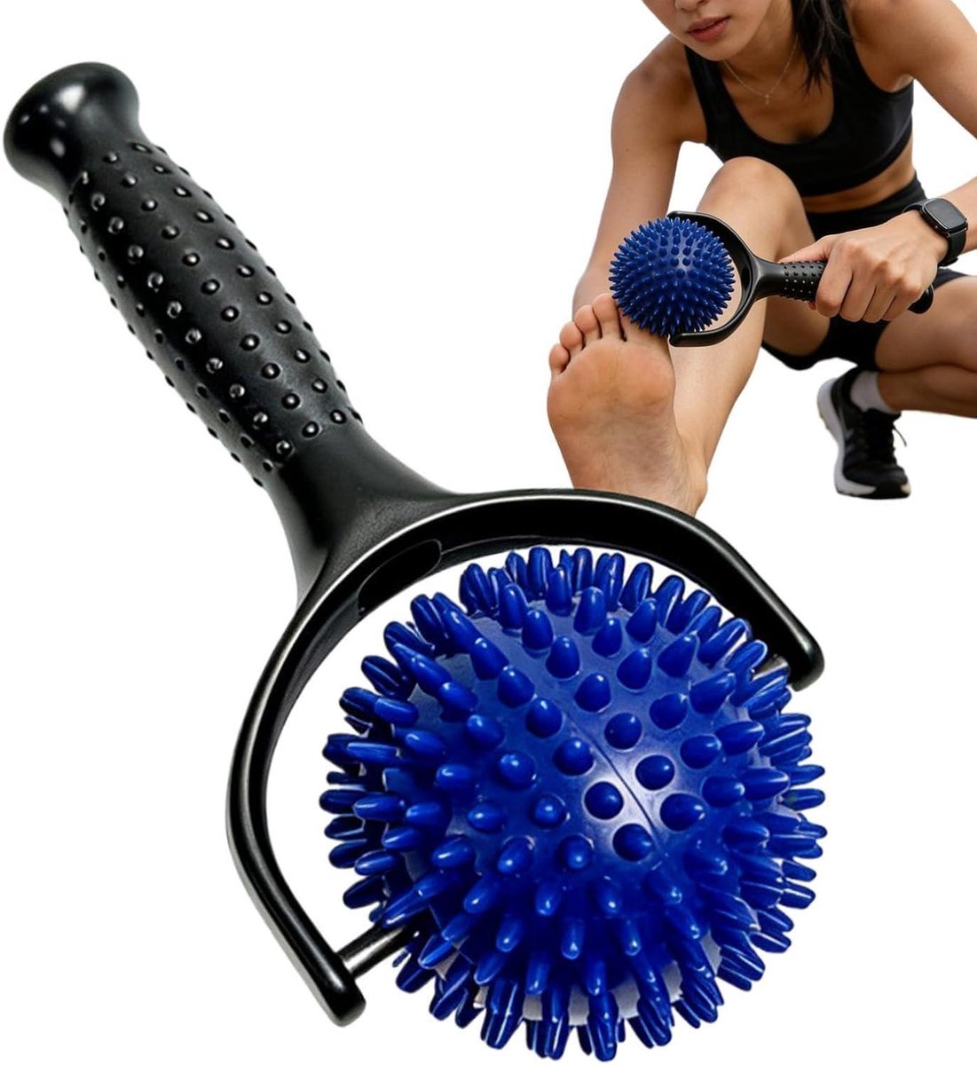 Massageroller - Ontspanningsstaaf - Spierontspanning - Met stekelballen - 20 x 11 cm - Zwart