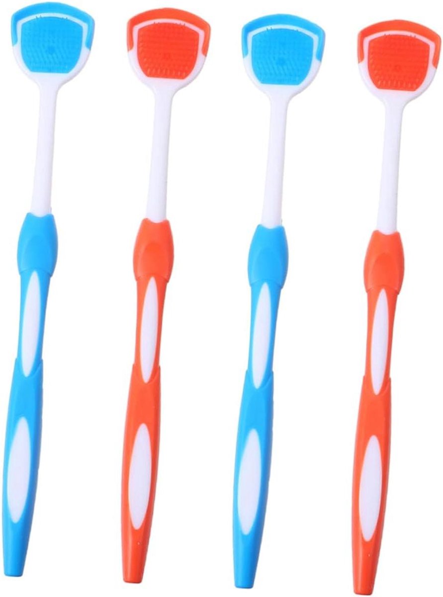 Tongreinigers Set - Tongschraper - Frisse Adem - Antislip Handvat - 4 Stuks - Blauw